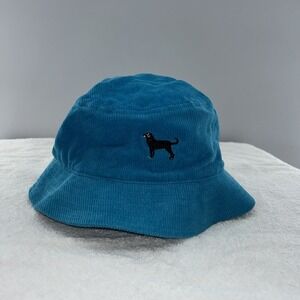 The Black Dog Adult Corduroy Bucket Hat Embroidered Sky Blue Cotton NWT